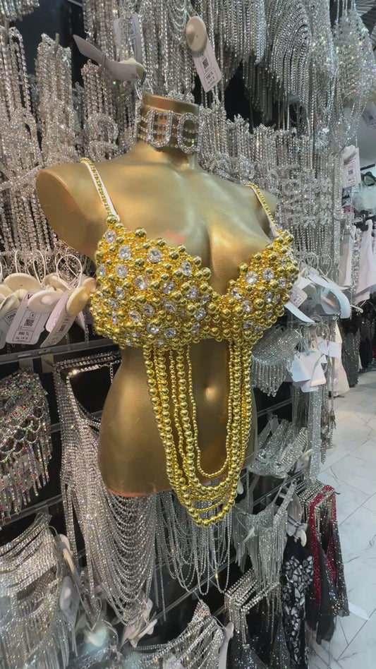 Gold İncili Bra💎