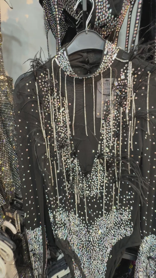 Taşlı Saçaklı Tül Body