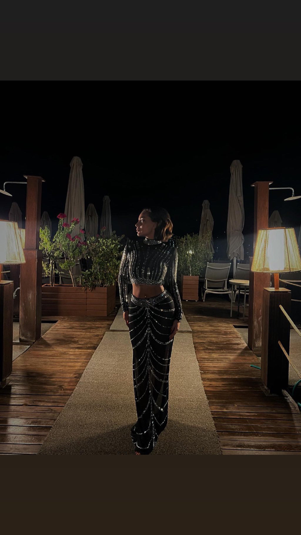 Vatkalı Taşlı Transparan Tül Takım Gece Elbisesi ürün detayı, VOYEUR