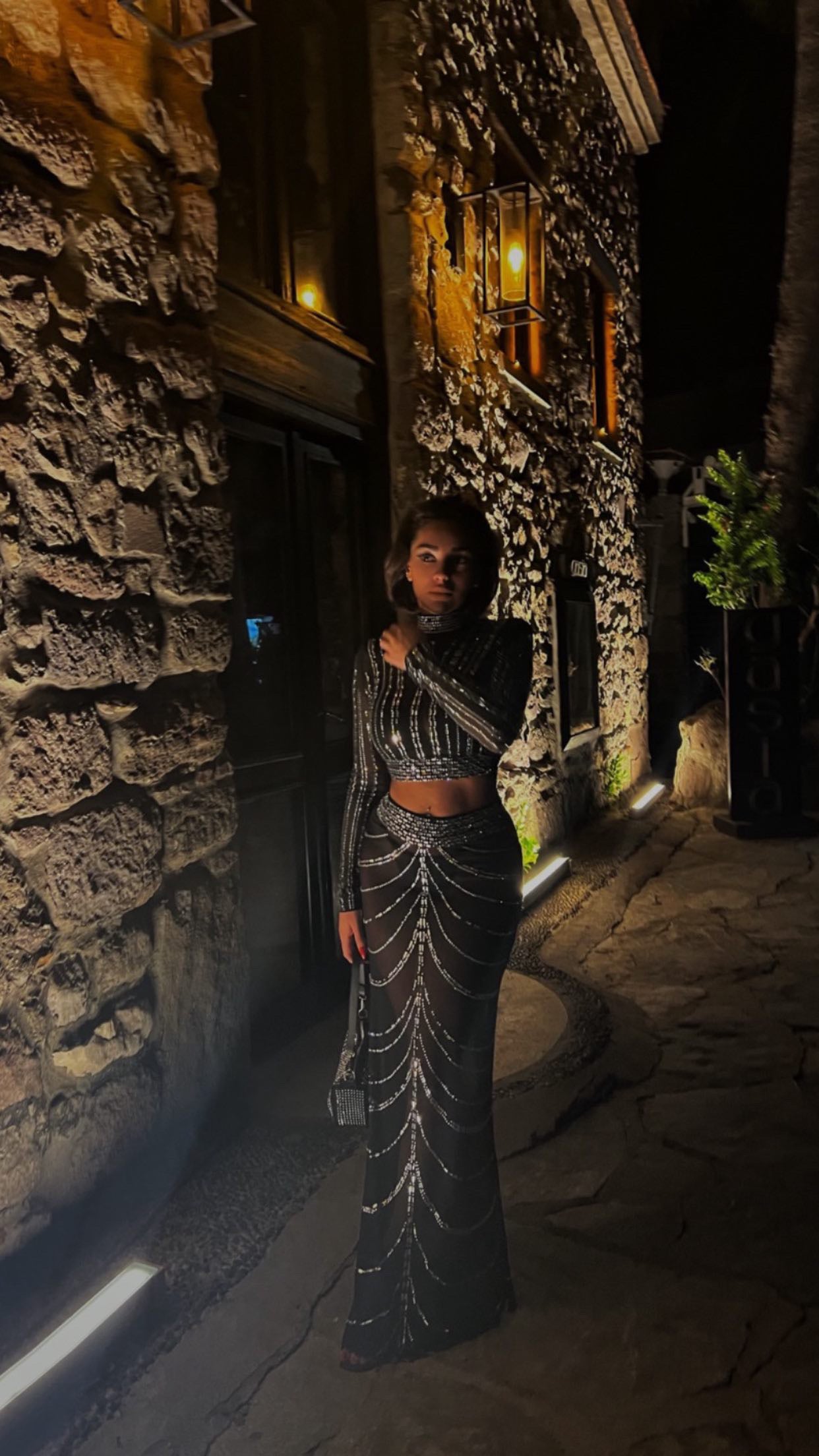 Vatkalı Taşlı Transparan Tül Takım Gece Elbisesi ürün detayı, VOYEUR